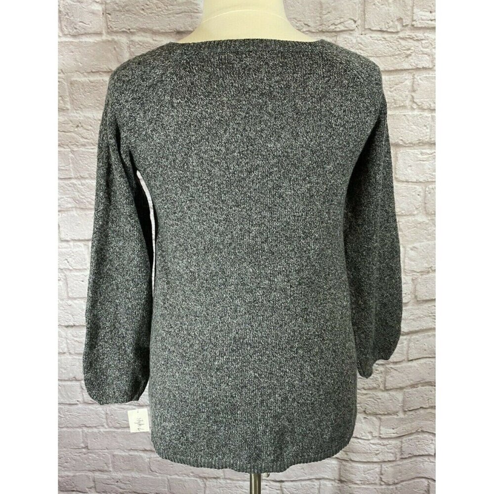 Style & Co Floral Pullover Sweater Gray Purple Black Soft #8065 - Picture 5 of 9
